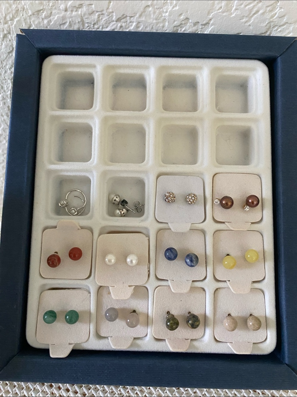Assorted Stud Earring Set - Multicolor Gemstone and Pearl